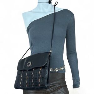 Vintage Samir Genuine Leather Crossbody/Shoulder Bag – Black, Made in USA